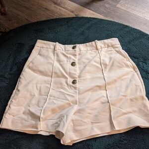 Zara Cream High Waist Shorts with Vintage Silhouette